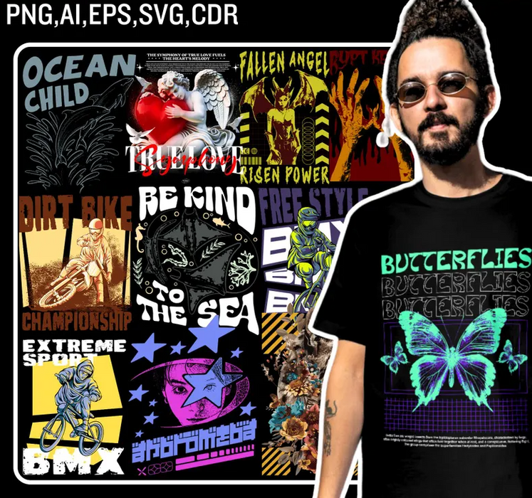 8000 + Premium T-shirt Design PNG Bundle ideal for DTF, DTG & SUBLMATION