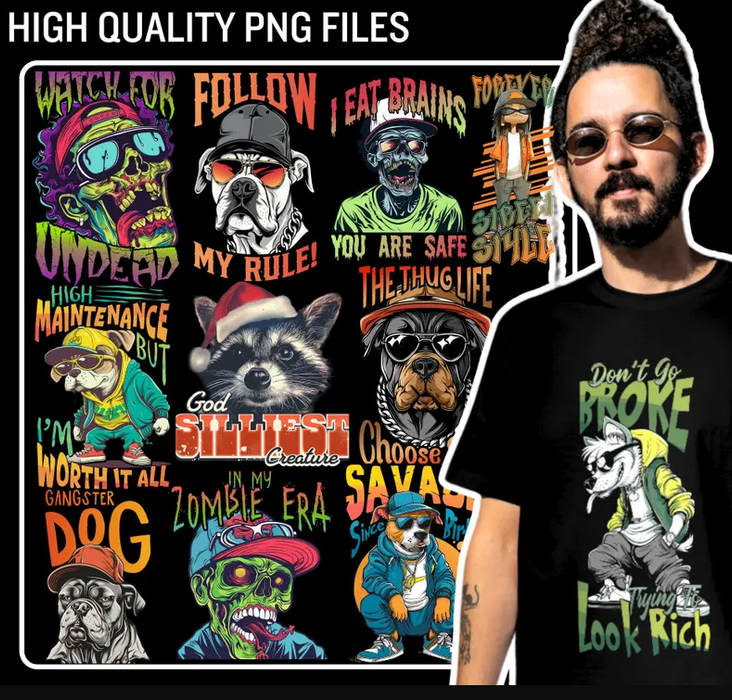 8000 + Premium T-shirt Design PNG Bundle ideal for DTF, DTG & SUBLMATION