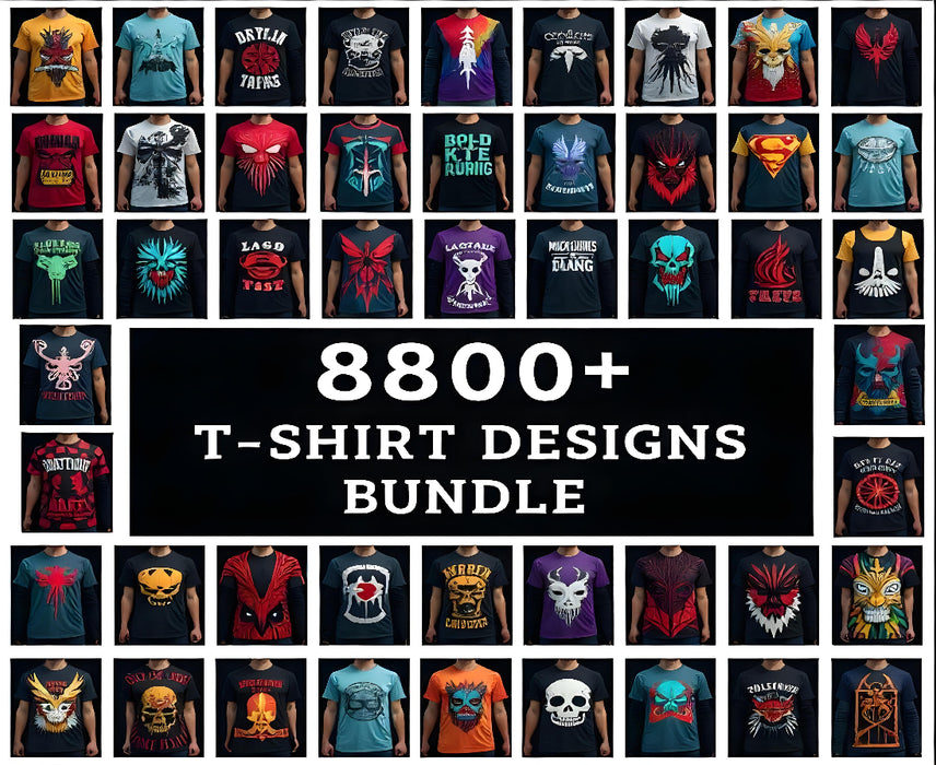 8000 + Premium T-shirt Design PNG Bundle ideal for DTF, DTG & SUBLMATION